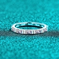 Elegante 925 zilveren eeuwigheidsring met roze moissaniet in baguette-slijpvorm - US 9 / Zilver