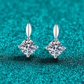 S925 sterling silver moissanite stud earrings with water drop design on green background - 925 Silver / 0.40ct Moissanite