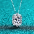 Luxurious S925 silver necklace with oval moissanite pendant in flower cluster design - Two Carat Moissanite / 925 Silver