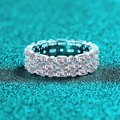 Luxurious S925 sterling silver full moissanite ring with triple-row emerald cut stones - US 5 / 4.355ct Moissanite (Silver)