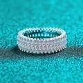 Lussuoso anello in argento 925 con tre file di moissanite e pietre dal taglio baguette - US 5 / Moissanite da 2.6 carati