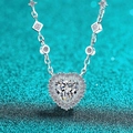 Lujoso collar de plata de ley S925 con colgante de moissanita en forma de corazón - Moissanita Corazón (Plata 925) / Plata 925
