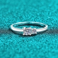 Minimalist S925 sterling silver ring featuring dual round moissanite stones in a prong setting - US 9 / 0.36ct Moissanite