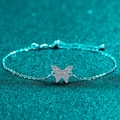Elegante pulsera de mariposa en plata de ley S925 con piedras moissanitas brillantes - Plata 925 / Moissanita