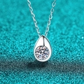 Elegant S925 sterling silver waterdrop pendant necklace with sparkling moissanite gemstone - 0.3ct Moissanite / 925 Silver