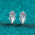 S925 sterling silver moissanite stud earrings featuring triangular geometric design - 925 Silver / 0.4ct Moissanite