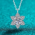 Elegante collana fiocco di neve in argento S925 con pendente in moissanite scintillante - Argento 925 / Argento (2.8 Carati Moissanite)