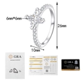 Detailaufnahme des S925 Silber Rings mit Kleeblatt-Design und GRA-Zertifizierung - US-Größe 5 / Silber Kleeblatt Moissanit