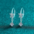 Elegantes pendientes de mariposa en plata S925 con brillantes piedras de moissanita - Plata 925 / 0.84ct Moissanita