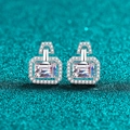 Eleganti orecchini in argento S925 con moissanite rettangolare rosa-viola lucida - Argento 925 / Taglio Smeraldo 1ct Moissanite
