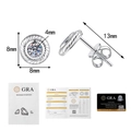 Dettaglio orecchini a perno in moissanite con certificato GRA e misure del prodotto - Argento 925 / 0.3ct+0.3ct Moissanite (30分+30分莫桑钻)