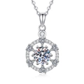 Collier classique en argent 925 avec pendentif flocon de neige en moissanite 1 carat sur blanc - Style Pierre à Haute Teneur en Carbone 6,5 mm / Argent 925