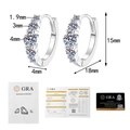 Dettagli degli orecchini a cerchio in argento S925 con moissanite e certificato GRA - Moissanite a Pavé / Argento 925