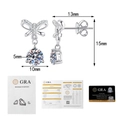 Detalle de pendientes de lazo en plata S925 con certificado GRA moissanite y medidas - Plata 925 / 0.5ct + 0.5ct Moissanita