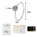 Detail view of 1ct Moissanite ring with GRA certificate and exact size measurements - US Size 5 / 1 Carat Moissanite