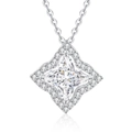 Collar de trébol de plata de ley S925 con colgante de moissanita talla marquesa - Plata 925 / Piedra de alto carbono