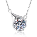 Elegante collar de plata de ley S925 con colgante solitario de moissanita D de 1ct - Plata 925 / Piedra de alto carbono de 6.5mm