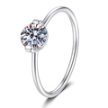 Elegant 925 sterling silver ring featuring a 1 carat round brilliant cut moissanite stone - US Size 5 / 6.5mm High Carbon Stone