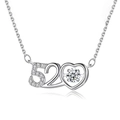 Collana con ciondolo 520 cuore in argento sterling 925 moissanite per San Valentino - Moissanite da 0,5 Carati (wz0041) / Argento 925