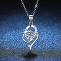 S925 sterling silver necklace with heart moissanite pendant on a deep blue background - 6.5mm High Carbon Stone / 925 Silver
