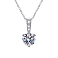 S925 sterling silver necklace with a 1-carat round brilliant-cut moissanite pendant - 925 Silver / 6.5mm High Carbon Stone