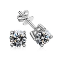 Classic 925 sterling silver four-prong stud earrings with round D color moissanite stones - 925 Silver Moissanite / 0.6 Carat (5.5mm)