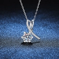Elegante collar de plata s925 con colgante de moissanita de 1 quilate y lazo - Plata 925 / 1.0ct Moissanita