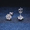 Classic S925 sterling silver six-prong moissanite stud earrings with round cut stones - Butterfly Back 0.2ct Moissanite / 3.5mm