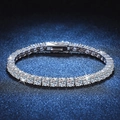 Classico bracciale tennis in argento S925 con pietre di moissanite a taglio brillante - Strass Bianco (4mm) / 16cm