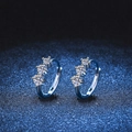 Polished S925 sterling silver hoop earrings with three brilliant moissanite stones - 925 Silver / 0.72ct Moissanite