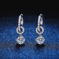 Orecchini in argento S925 e moissanite con design a doppia usura e taglio rotondo brillante - Argento 925 / Argento (5mm Pietra ad Alto Contenuto di Carbonio)