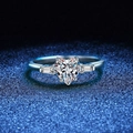 Sparkling S925 sterling silver heart-shaped moissanite ring with side baguette diamonds - US 10 / Moissanite