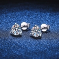 Classic S925 sterling silver three-prong moissanite stud earrings with a brilliant round cut - 30 Points 4mm / Moissanite