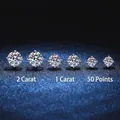 Pendientes de moissanita en plata de ley 925 con tamaños de 2ct, 1ct y 0,5ct - Piedra de alto carbono / 50 Puntos 5mm