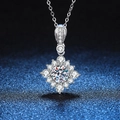 Princess cut geometric S925 sterling silver necklace with sparkling D-color moissanite stones - 925 Silver / 6.5mm High Carbon Stone