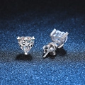 Elegant s925 sterling silver heart-shaped moissanite stud earrings with classic 3-prong setting - 925 Silver / 5*5mm Heart Shaped 7A Zirconia
