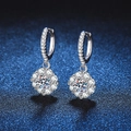 Pendientes de girasol en plata S925 y moissanita con piedras de corte brillante - Piedra de alto carbono de 5mm / Plata 925