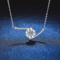 S925 sterling silver floral moissanite necklace with sparkling circular gemstone pendant - Rhinestone Embellishment (5MM High Carbon Stone) / Silver Style