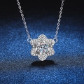 Elegant s925 silver camellia pendant necklace with 1 carat moissanite on dark blue background - 6.5MM High Carbon Stone Style (XL083) / 925 Silver