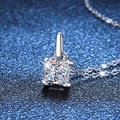 Collar con colgante moissanita de corte princesa 1,2 quilates en plata de ley S925 con garras - Moissanita de 1.2ct (Plata 925 - Conjunto de Collar)