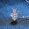 Collar de plata de ley S925 con dos colgantes de moissanita en forma de corazón doble brillante - Plata 925 / 1 Quilate de Moissanita