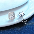 Pendientes de plata S925 con moissanita corte esmeralda y engaste halo de lujo brillante - 5X7mm / Piedra de Alto Carbono 5x7