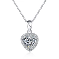 Elegant S925 sterling silver heart halo necklace featuring 1 carat moissanite gemstone - Heart Zirconia Necklace