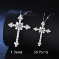 Collana in argento S925 con pendente a croce e pietre moissanite da 1ct e 0,5ct - Stile Pietra ad Alto Contenuto di Carbonio 5mm