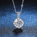 Sparkling S925 sterling silver necklace featuring a 1 carat moissanite halo pendant - White (6.5mm Zirconia Stone) / 925 Silver