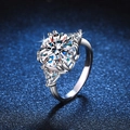 Sparkling S925 sterling silver ring featuring a 5ct moissanite stone in an 8-prong setting - US Size 5 / 11mm High Carbon Stone