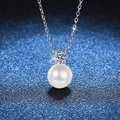 Elegant S925 sterling silver necklace with a 0.3ct moissanite stone and white pearl pendant - 925 Silver / 30 Cent Moissanite (With Certificate)