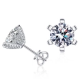 Classic 925 sterling silver moissanite stud earrings with a six-prong diamond setting - 925 Silver / 5mm High Carbon Stone