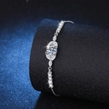 Pulsera de plata esterlina S925 con flor de moissanita y cadena ajustable elegante - Plata 925 / Plata (6,5 mm Rhinestone)