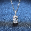 Collana in argento S925 con ciondolo moissanite da 1 carato taglio ovale e incastonatura a griffe - Argento 925 / Stile Pietra ad Alto Contenuto di Carbonio (5*7高碳石)